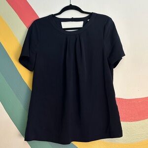 J. Crew Blouse Navy Short Sleeve Top Business Wear Professional Size Medium